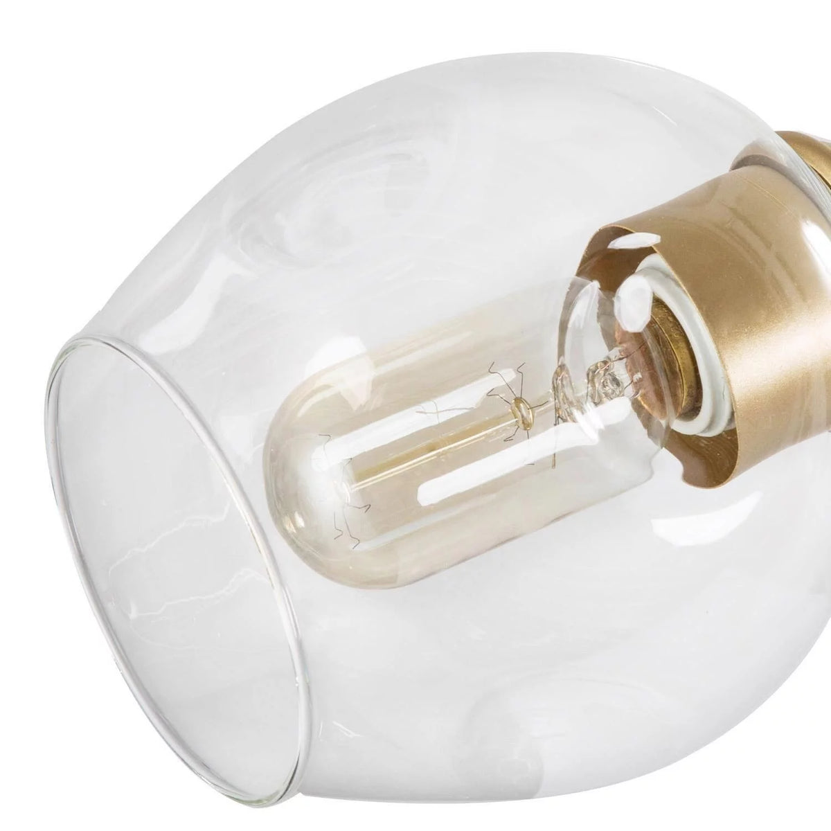 Mid-Century Modern 3-Light Gold Clear Glass Chandelier A23143