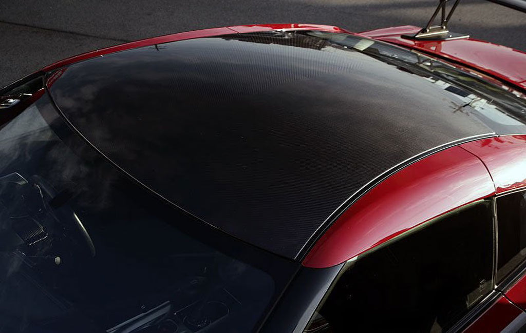 Black Carbon Fiber Roof Panel Overlay Vinyl Film R425