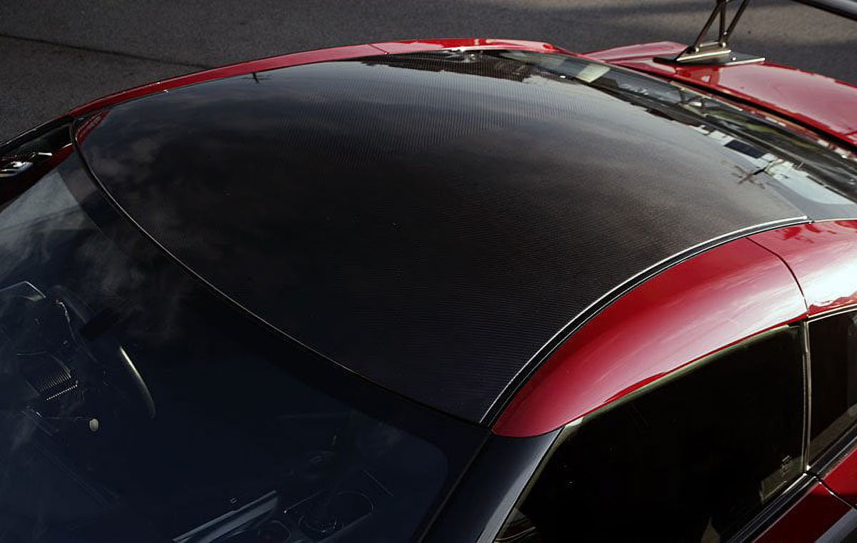 Black Carbon Fiber Roof Panel Overlay Vinyl Film R425
