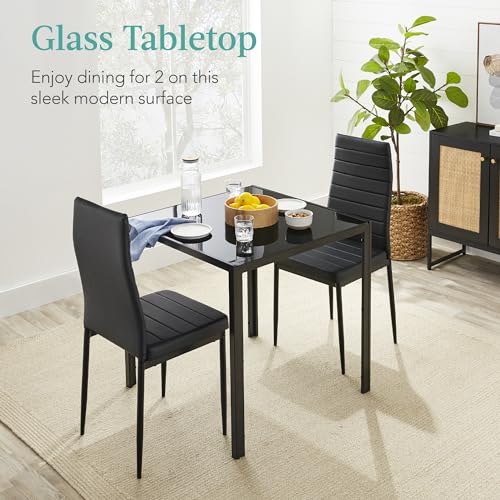 5 Piece Glass Dining Set with 4 Upholstered Chairs R3737