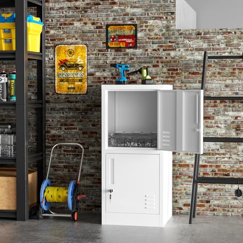 2 Door Metal Storage Cabinet with Locking Doors and Shelves G6240