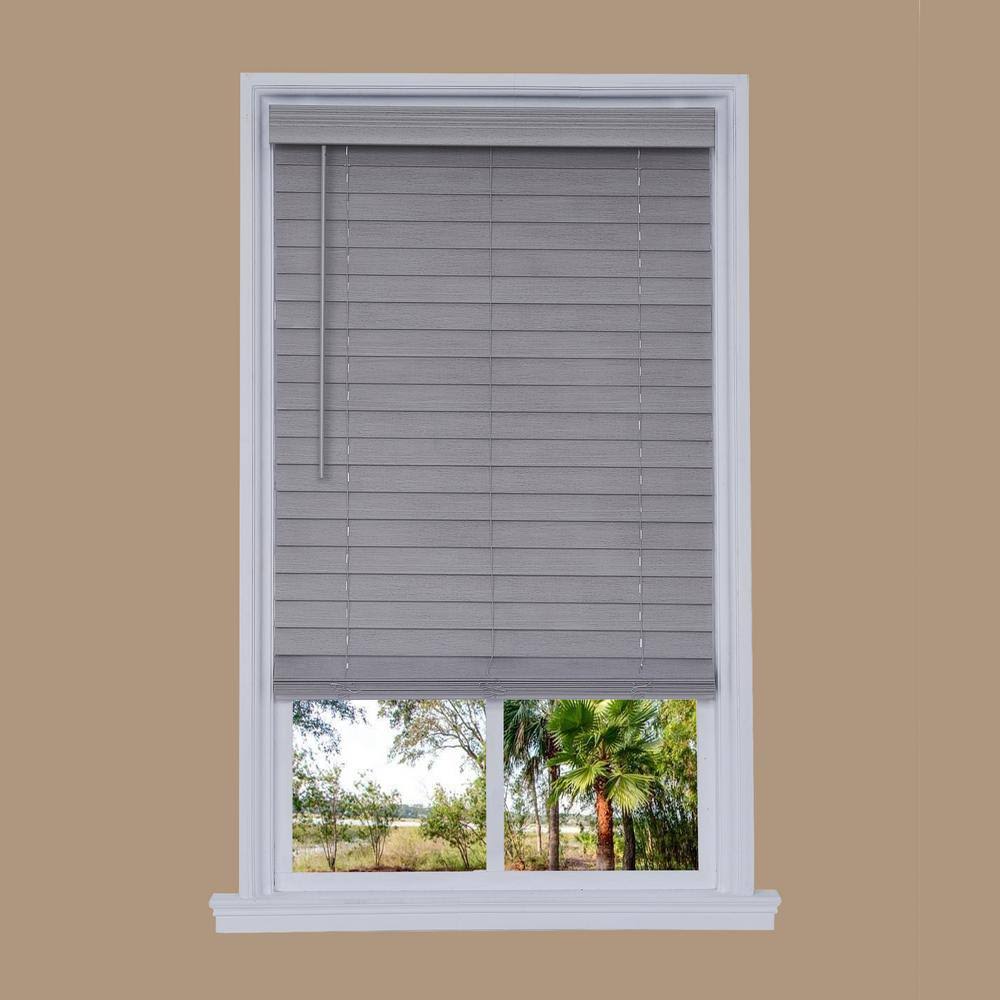 Gray Faux Wood Room Darkening Horizontal Blinds P343
