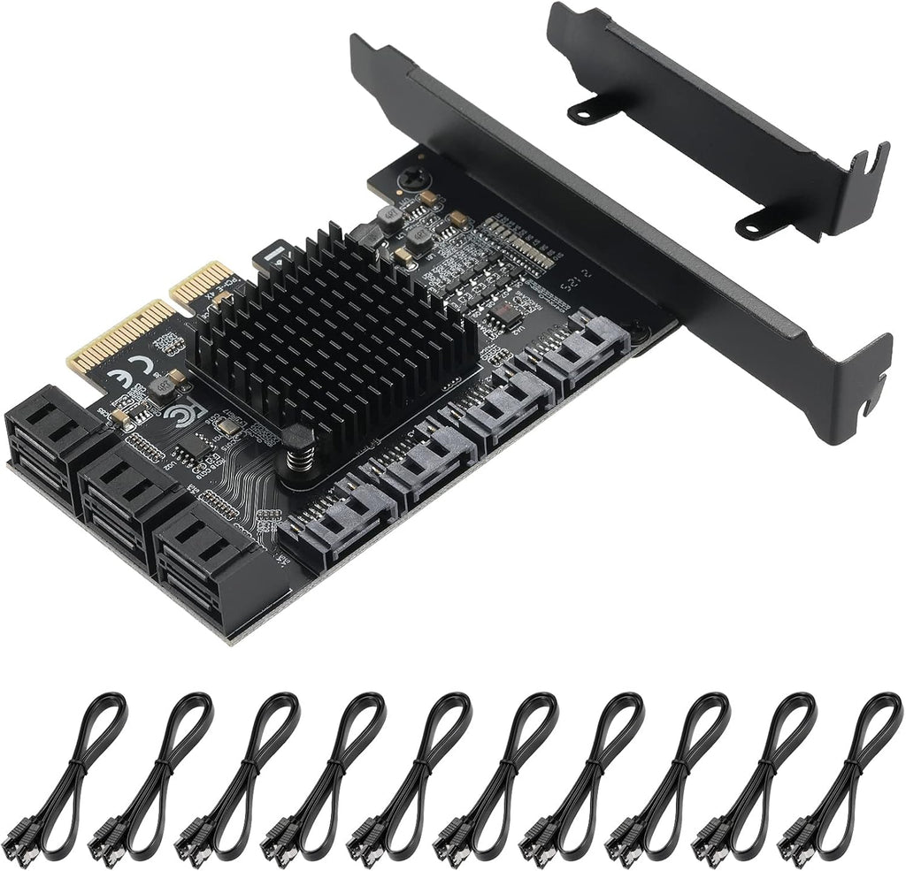PCIE to SATA 3.0 6 Gbps Expansion Card with 16 SATA Cables B23479
