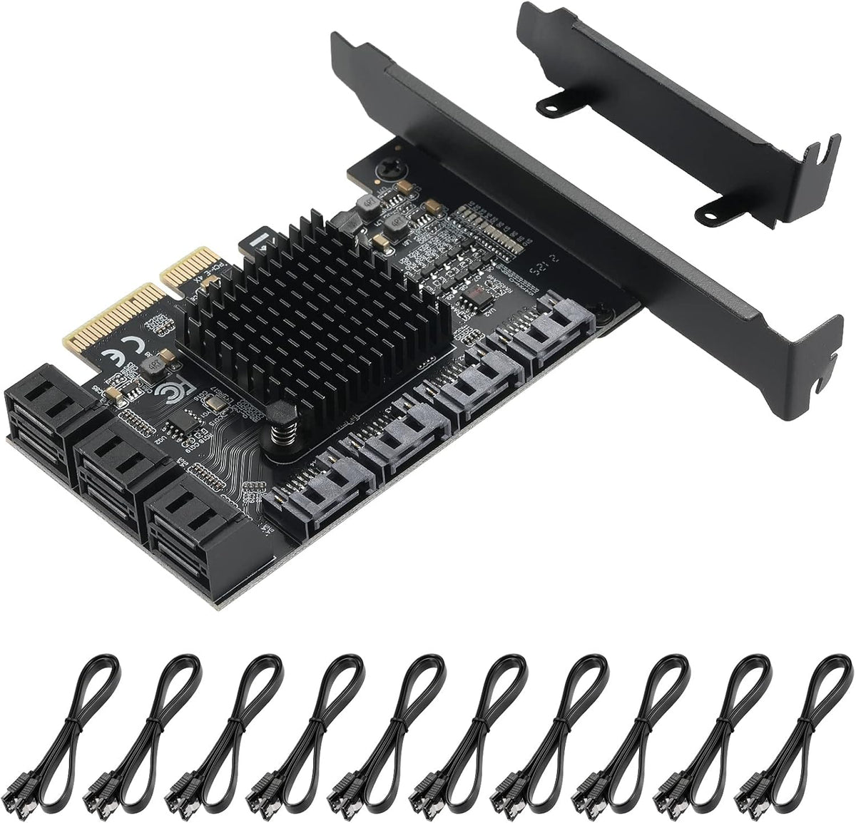 PCIE to SATA 3.0 6 Gbps Expansion Card with 16 SATA Cables B23479