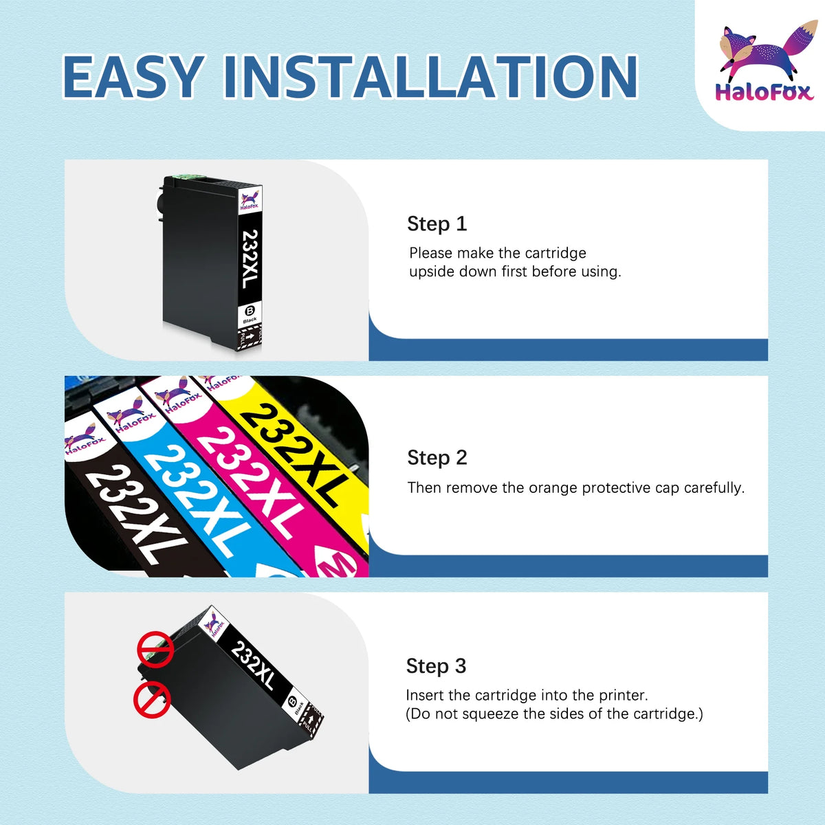 4 Pack 232XL Ink Cartridges (1 Black, 1 Cyan, 1 Magenta, 1 Yellow) A782352