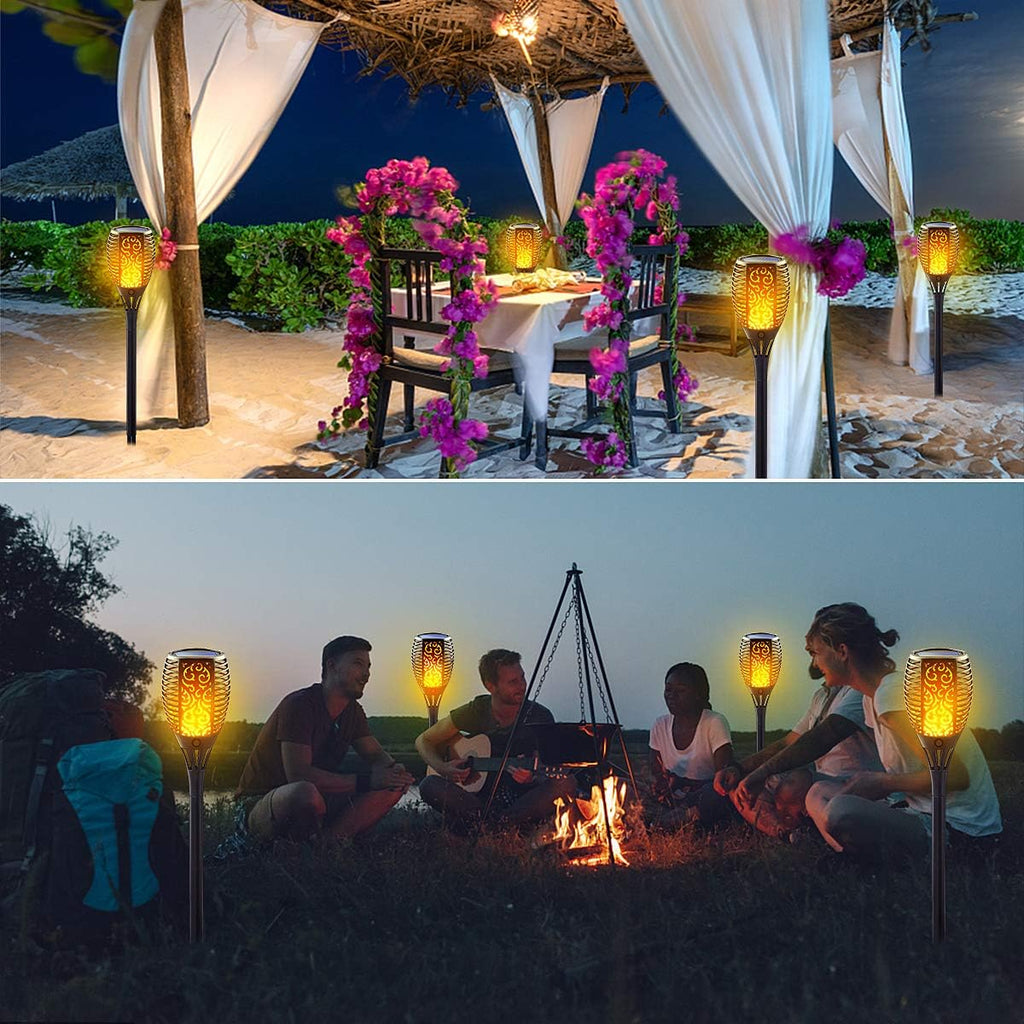 Solar Torch Light with Flickering Flame, 8 Pack Outdoor Waterproof D3577