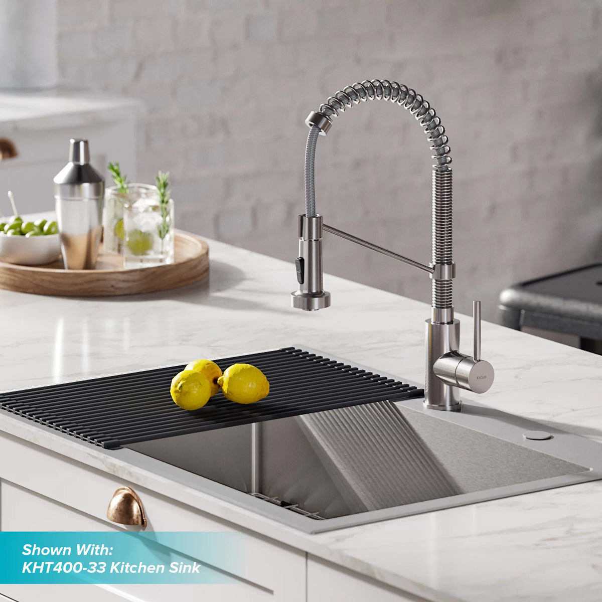 Single Handle Pull Down Kitchen Faucet Stainless Steel T65847
