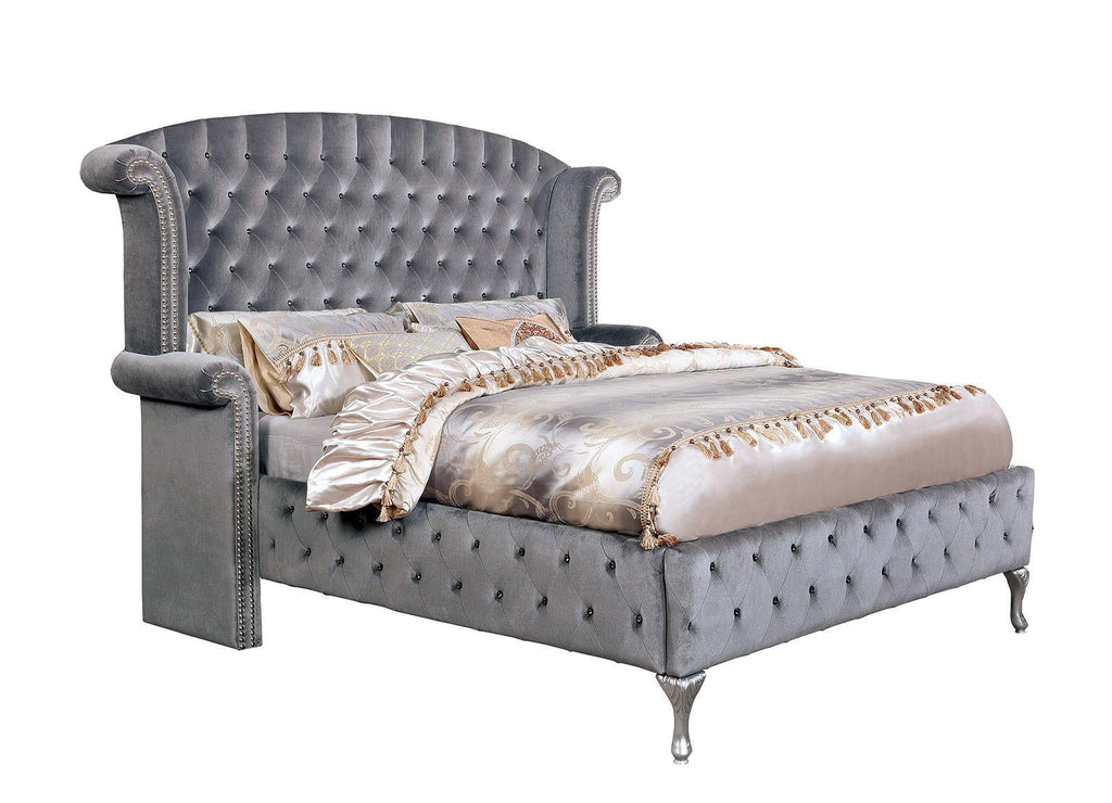 Gray Solid Wood King Bedroom Set 5pcs W384