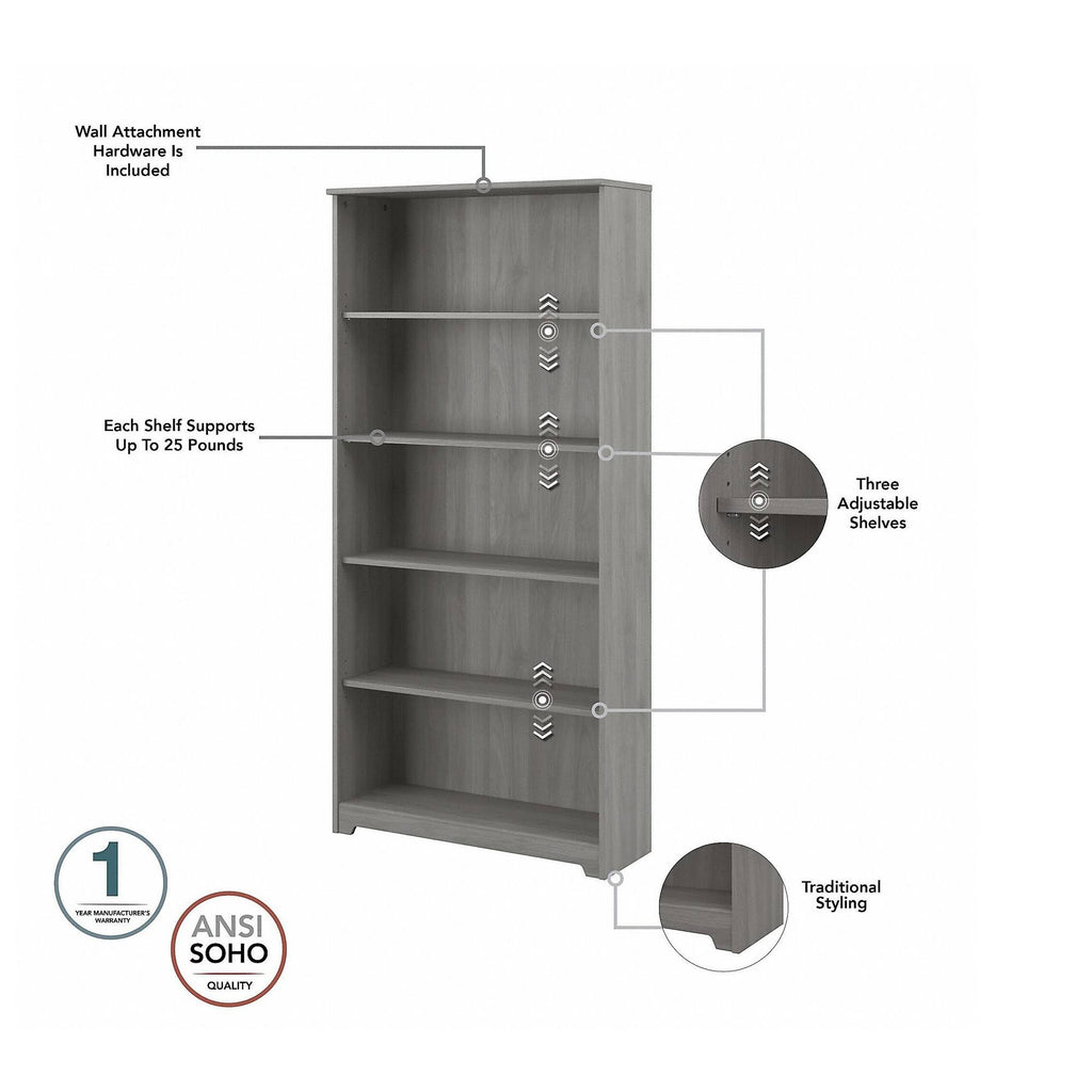 Small Computer Desk with Hutch in Modern Gray E952