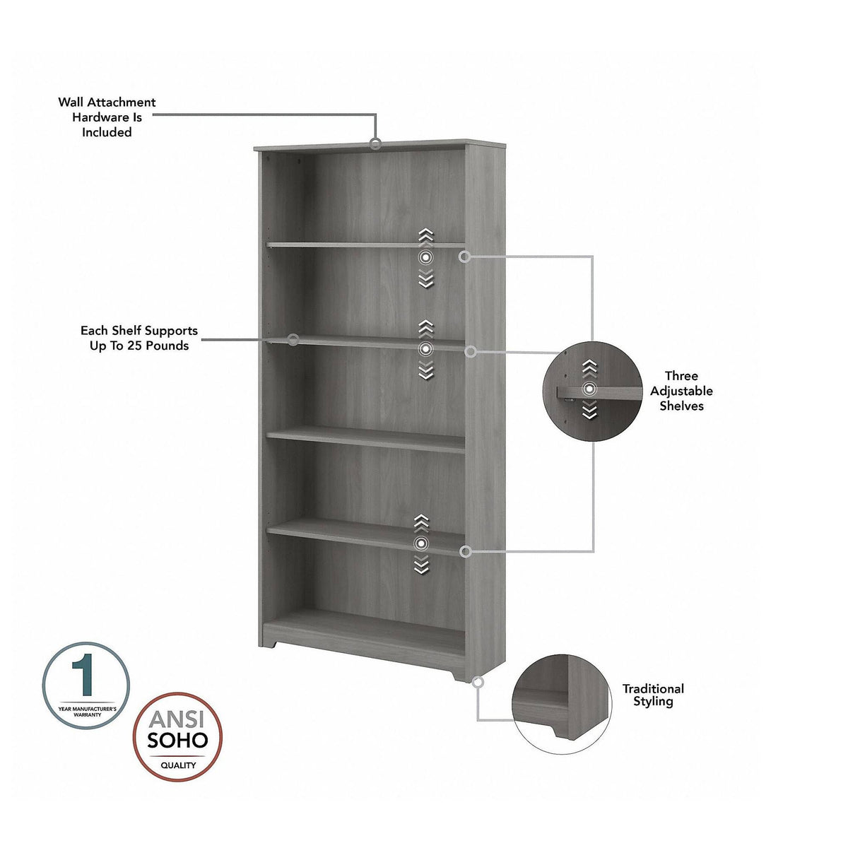 Small Computer Desk with Hutch in Modern Gray E952