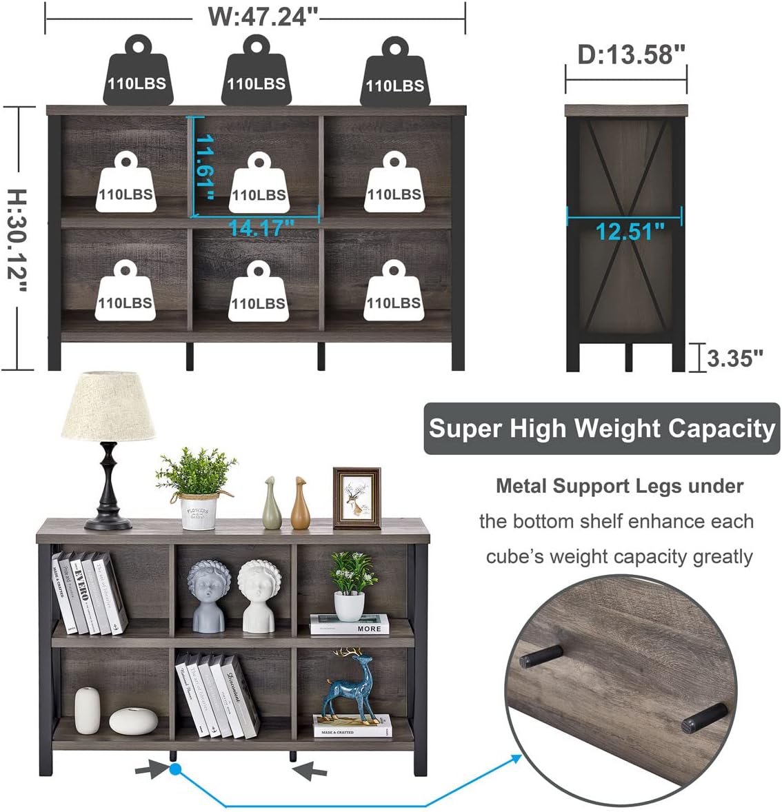 Industrial Cube Bookcases and Bookshelves (Walnut Brown) Q435250