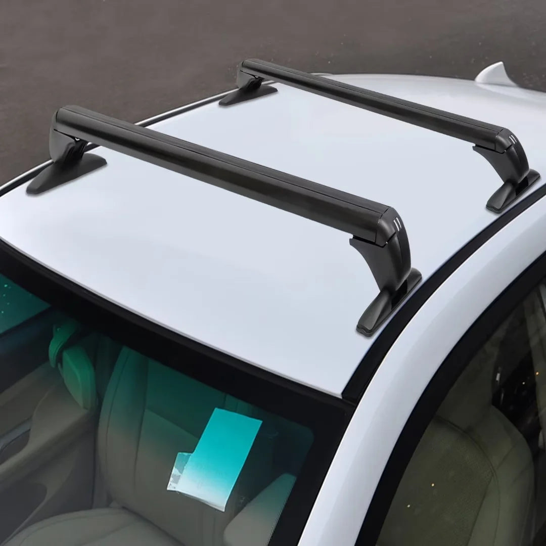2Pcs Universal Aluminum Car Top Roof Rack Rail Adjustable Lockable Black S2275
