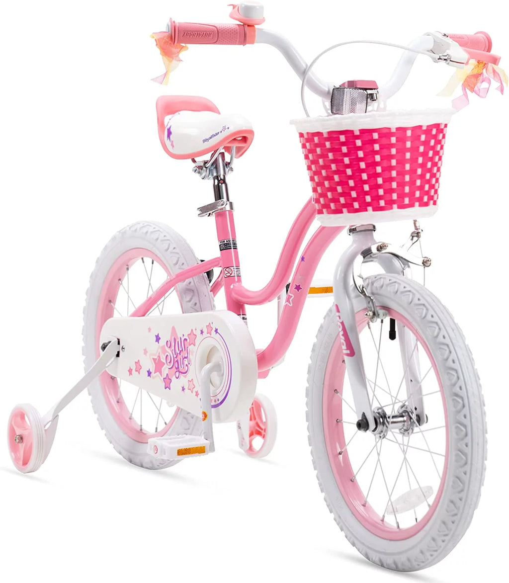 16 In. Blue Kids Bike with Basket Training Wheels Kickstand F125025