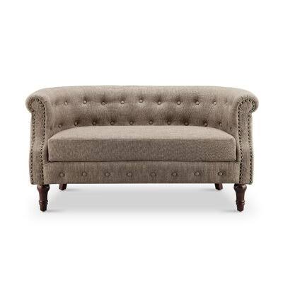 Brown Rolled Arm Loveseat W8938