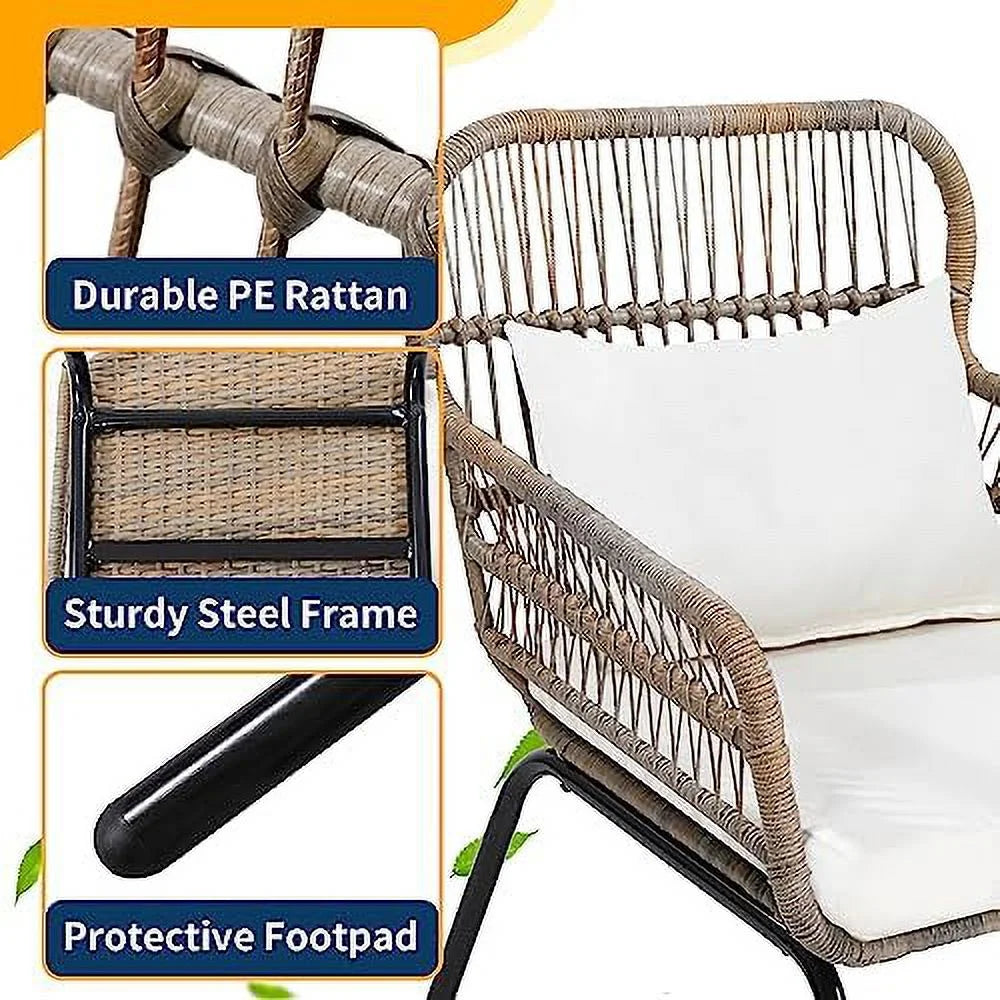3 Pieces Rattan Wicker Bistro Set with Glass Top Table O7668