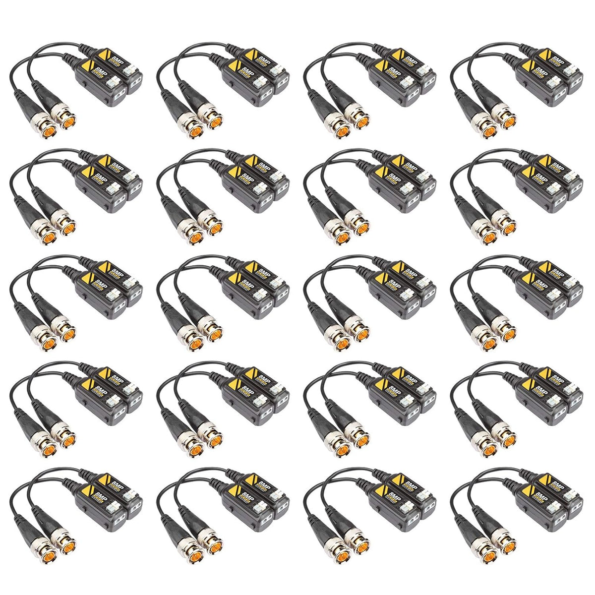 20 Pairs Passive Video Balun Connectors Single Channel BNC CCTV G85744