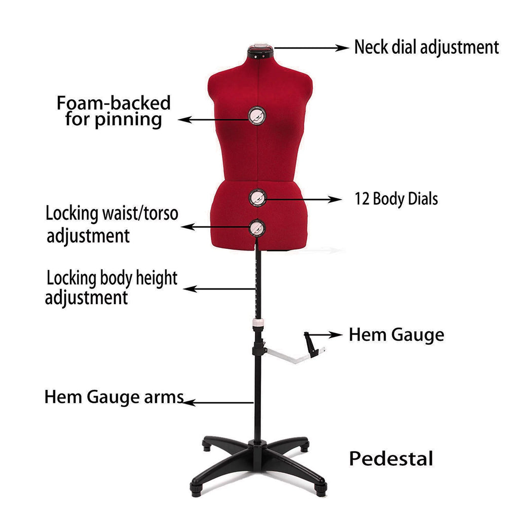 13 Dials Female Fabric Adjustable Mannequin Dress Form Red Large T7153
