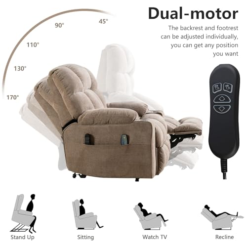 Oversized Power Lift Recliner Chair Brown P798112