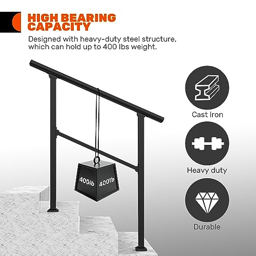Metal Handrail for Outdoor Steps 36" (2-3 Steps) Y248188