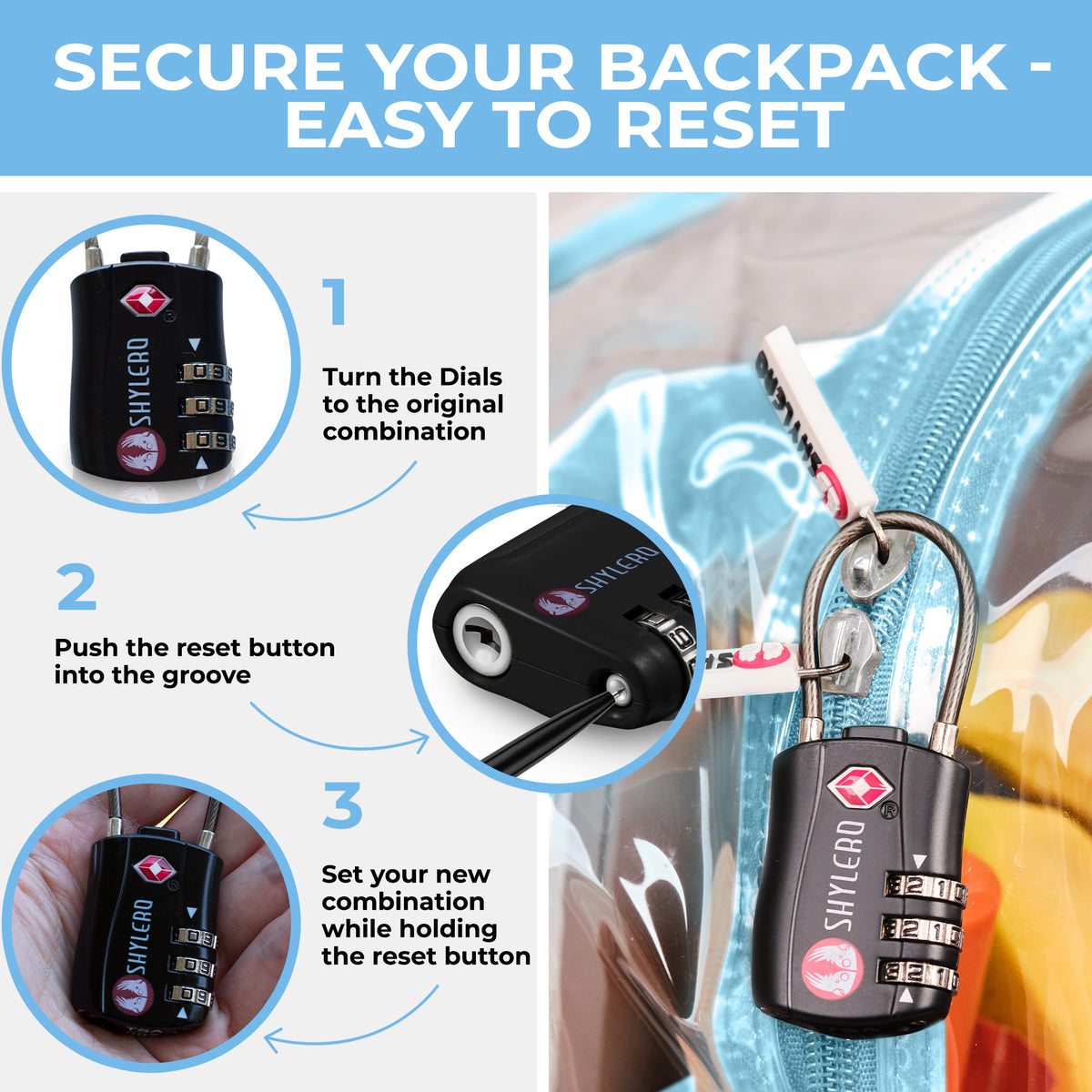 Transparent PVC Clear Backpack XL (32 L) with TSA Lock J522