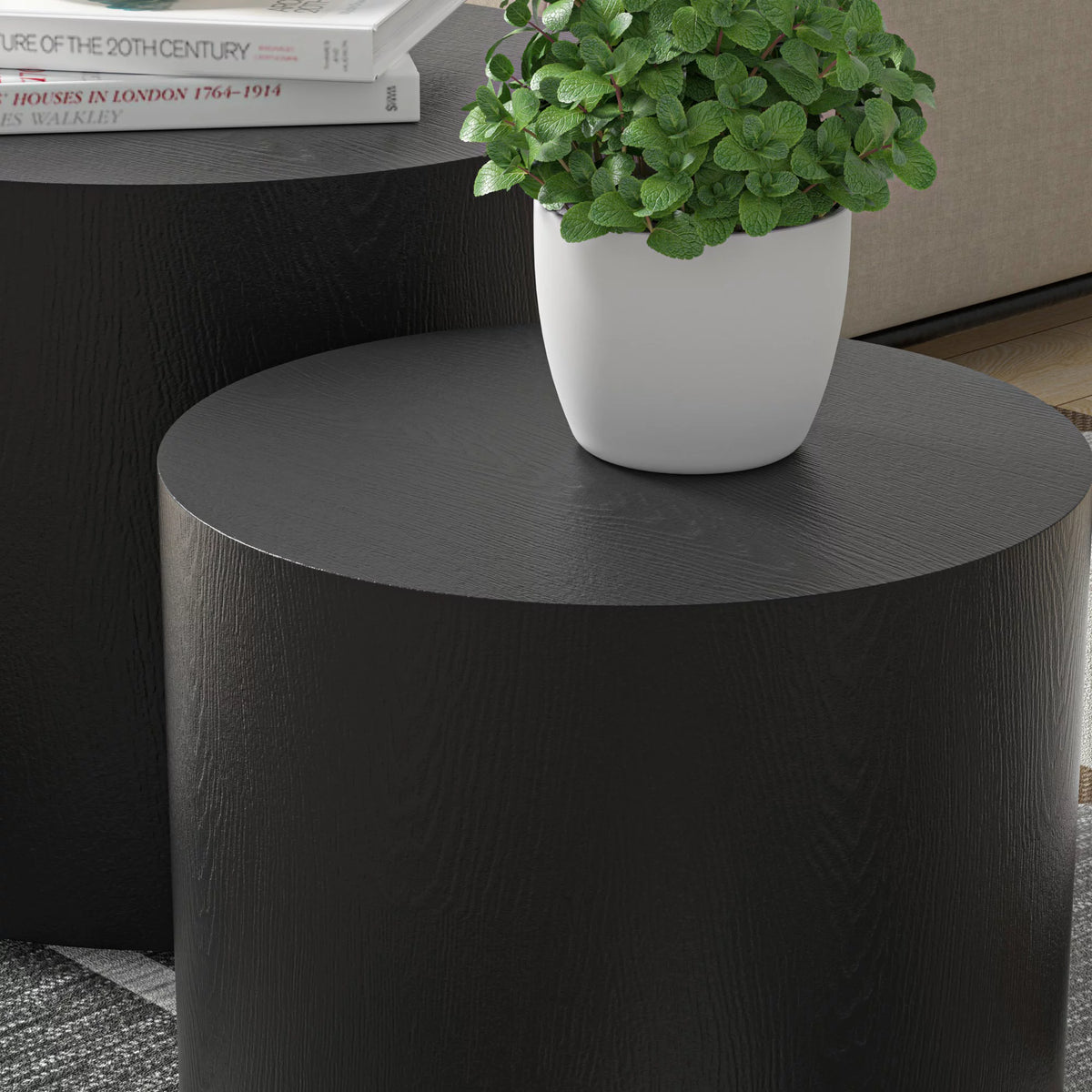 Black Oak Veneer Nesting Table Set of 2 K671145