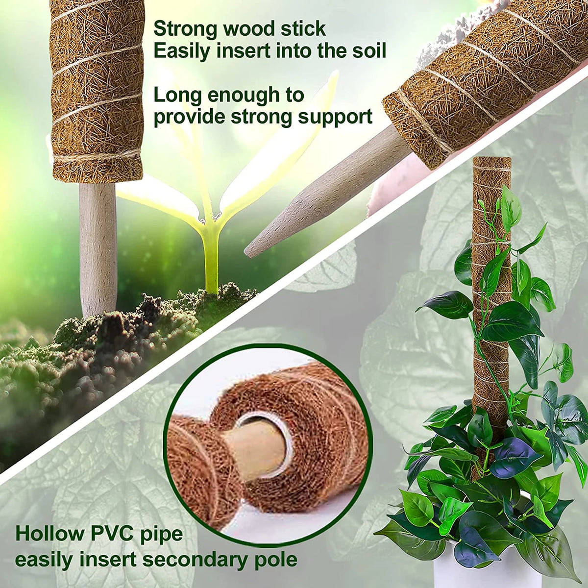 4 PCS Coir Plant Support Pole for Climbing Plants U8494
