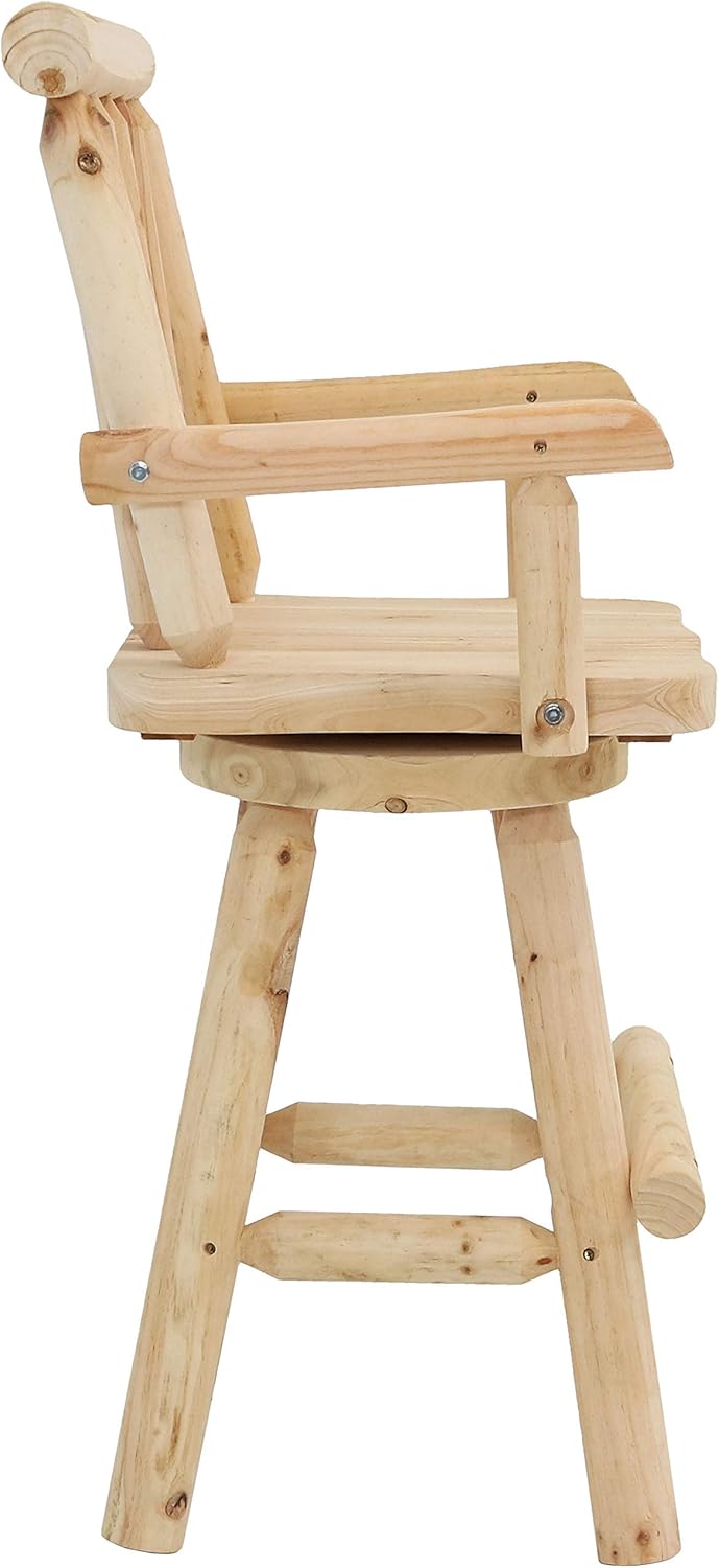 Rustic Bar Stool, Unfinished Wood, Set of 2 K23447