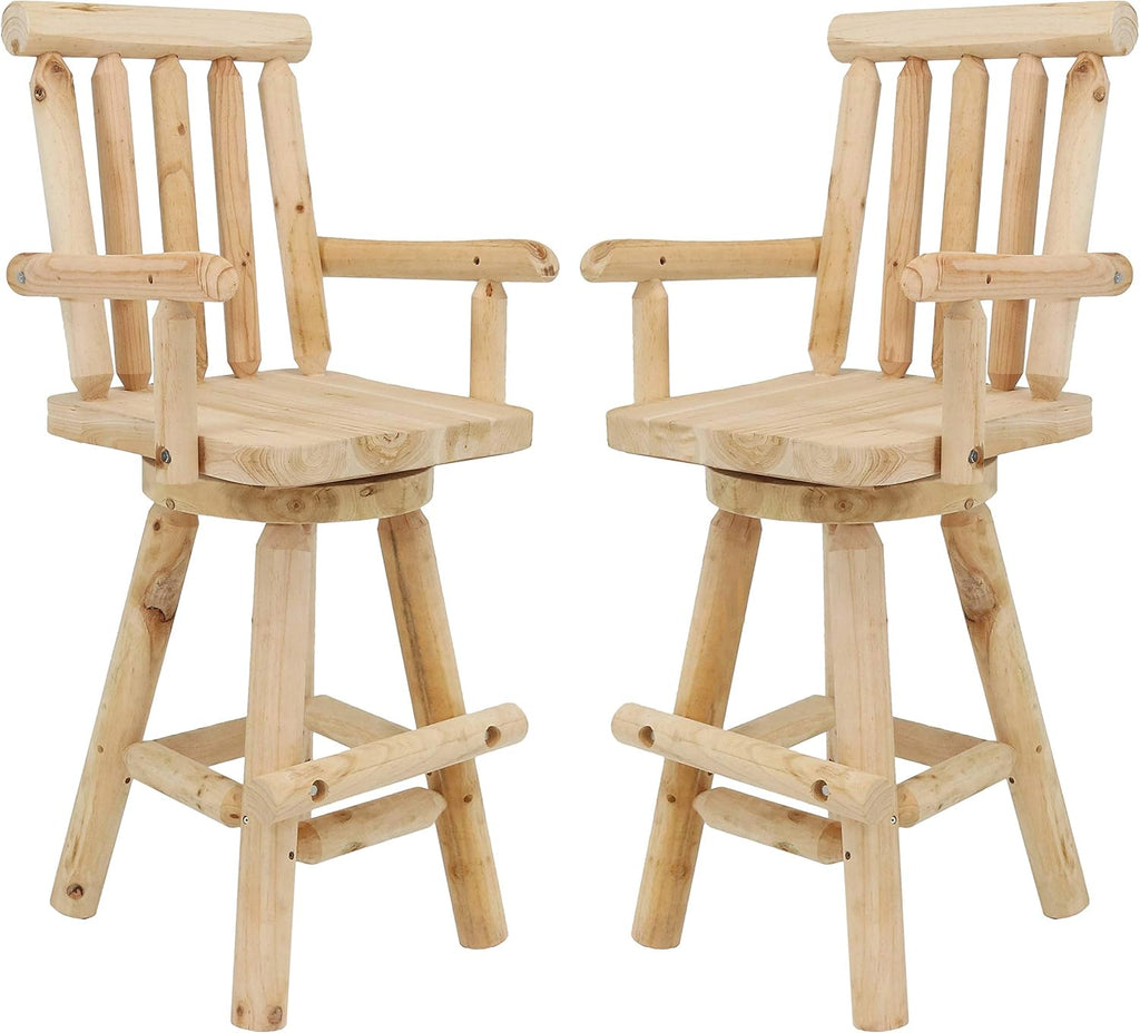 Rustic Bar Stool, Unfinished Wood, Set of 2 K23447