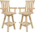 Rustic Bar Stool, Unfinished Wood, Set of 2 K23447