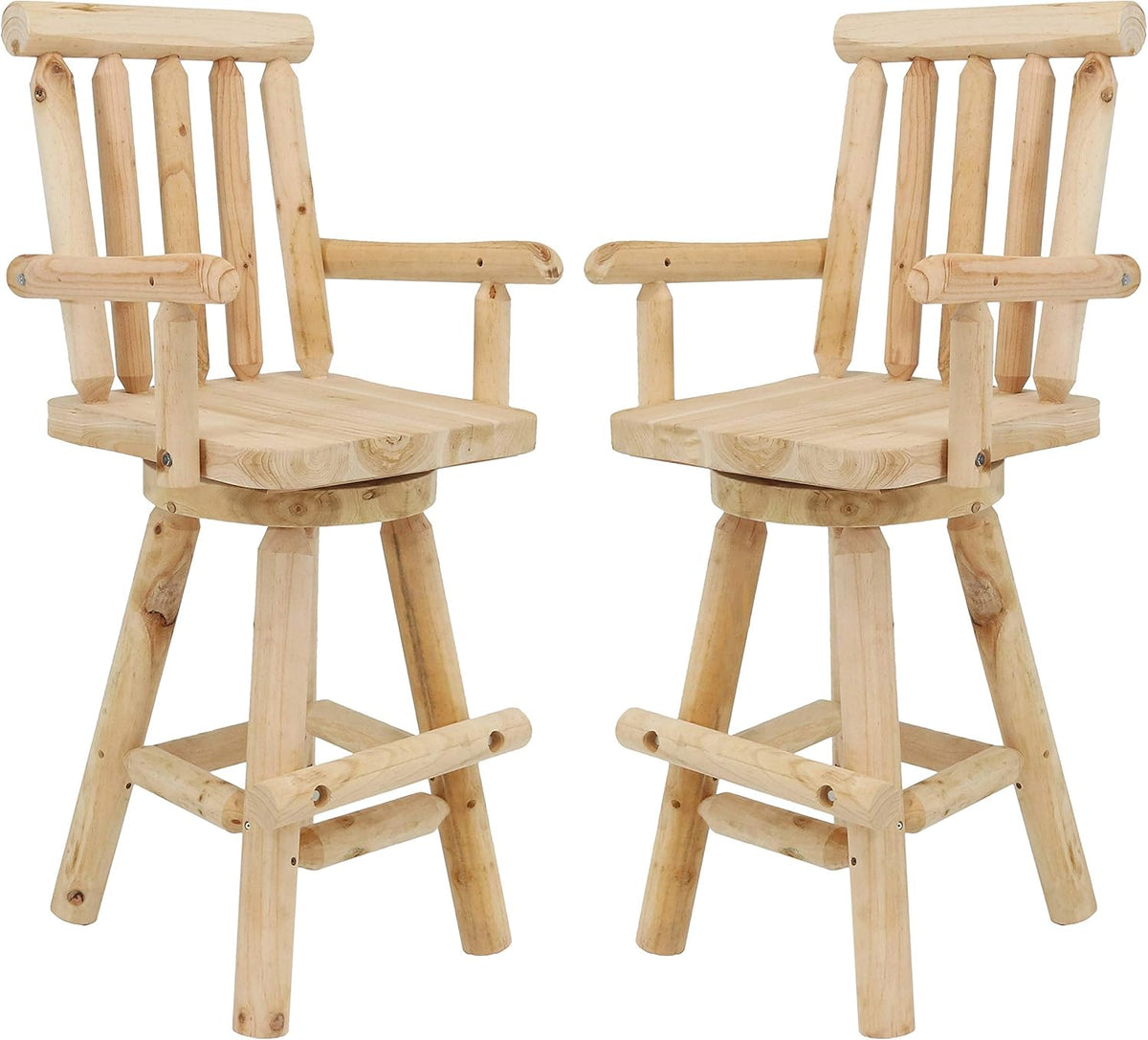Rustic Bar Stool, Unfinished Wood, Set of 2 K23447