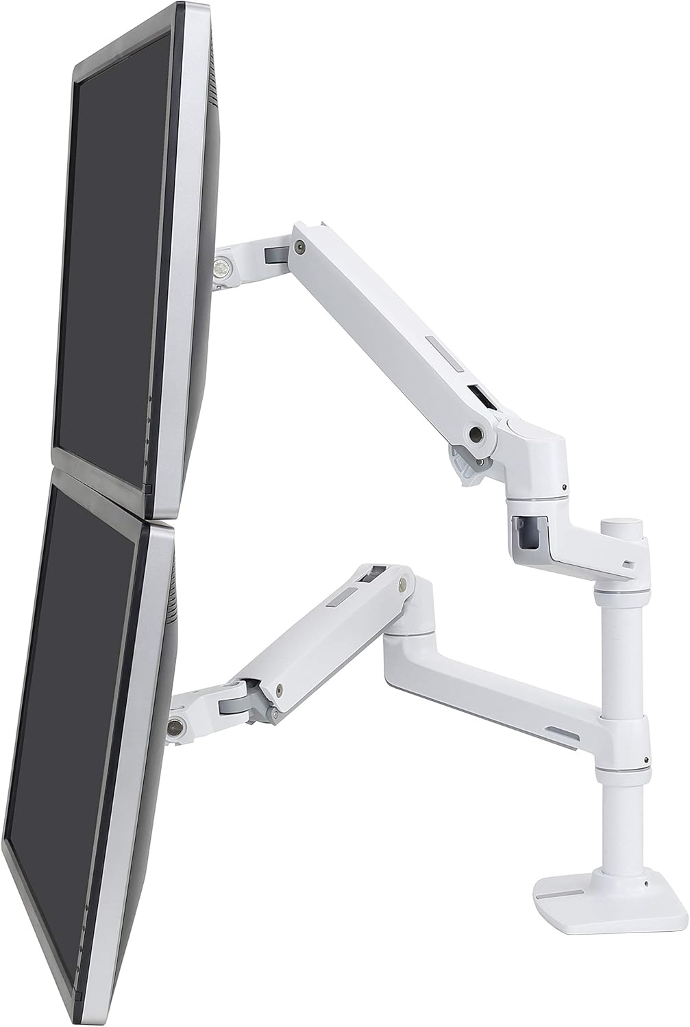 White Tall Pole Dual Monitor Arm A444673