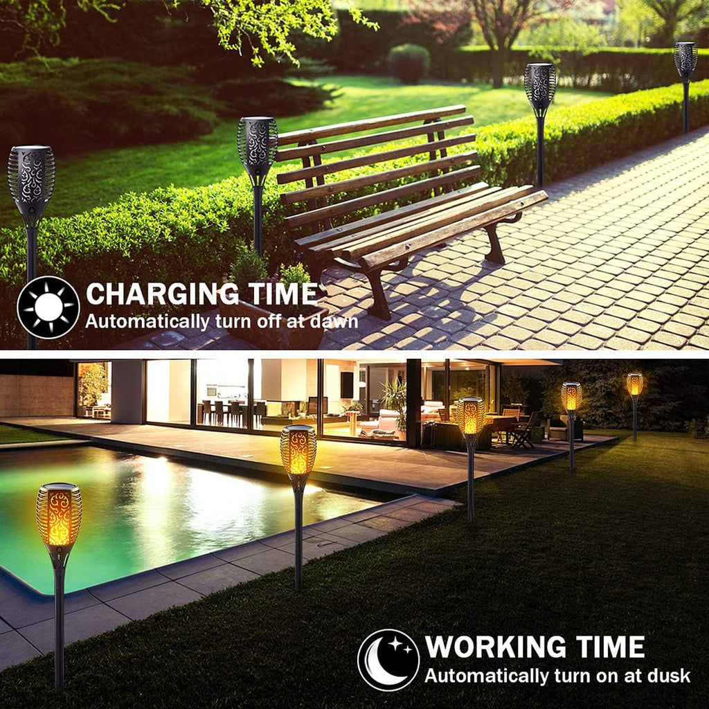 Solar Torch Light with Flickering Flame, 8 Pack Outdoor Waterproof D3577
