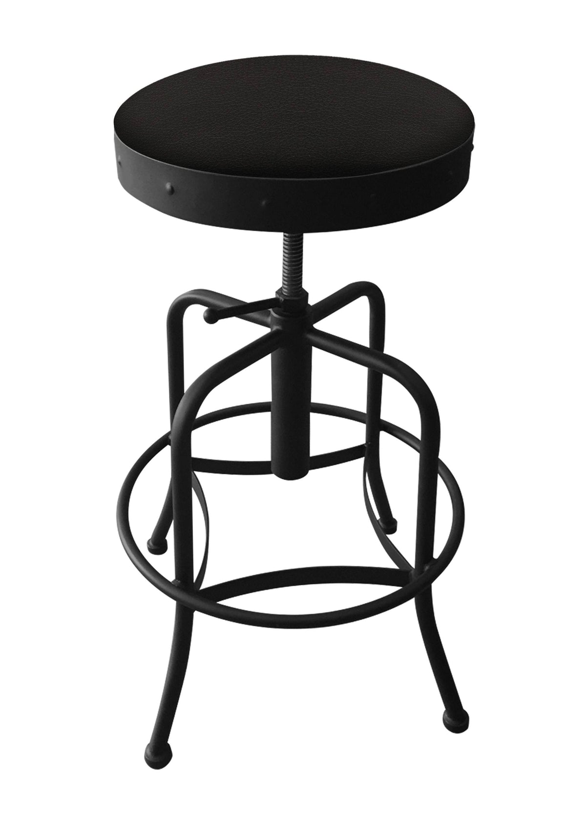 Industrial-Adjustable Stool with Black Wrinkle Finish and Canter Espresso Seat B649414