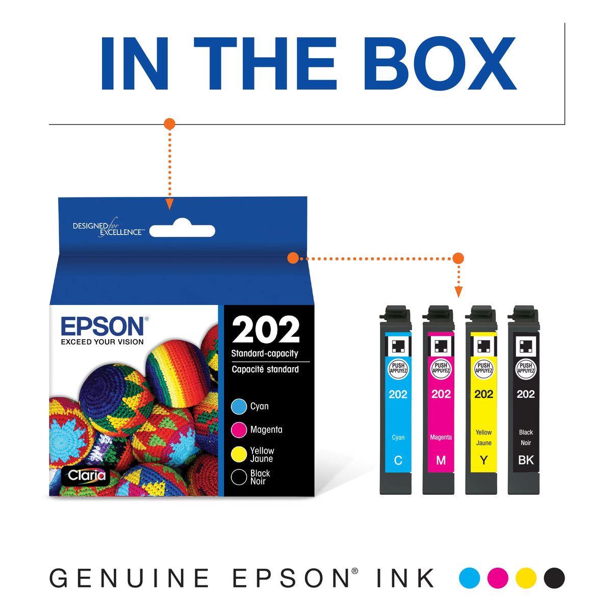 EPSON 202 Claria Ink Standard Capacity Black & Color Cartridge Combo Pack C836195