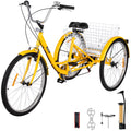Adult Tricycle 7 Speed 26in Adjustable Trike with Bell, Brake System Basket T95188