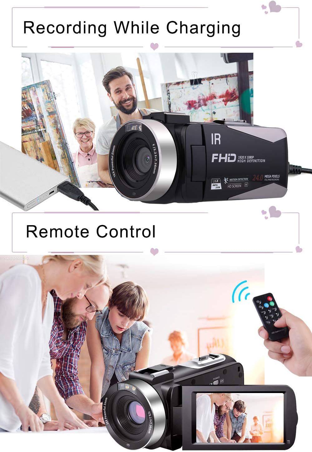 Full HD 1080P 24.0 MP Video Camera with 3 LCD Screen S177