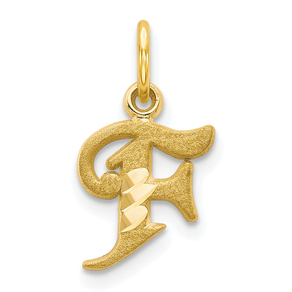 10K Yellow Gold Initial F Pendant Charm with Rope Chain Necklace 20'' B444185