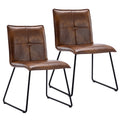 Brown Faux Leather Dining Chairs Set of 2 with Metal Legs A425503