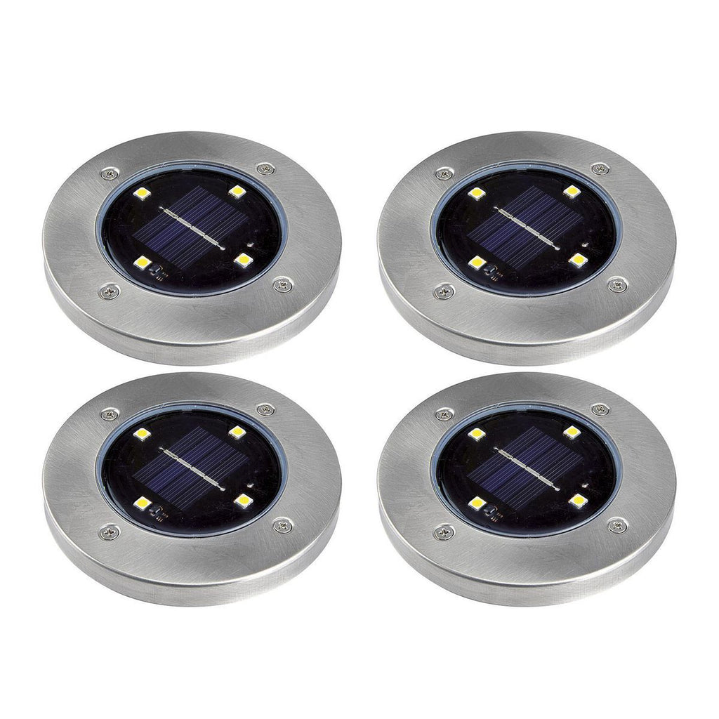 Solar LED In-Ground Disk Lights 4-Pack G992213
