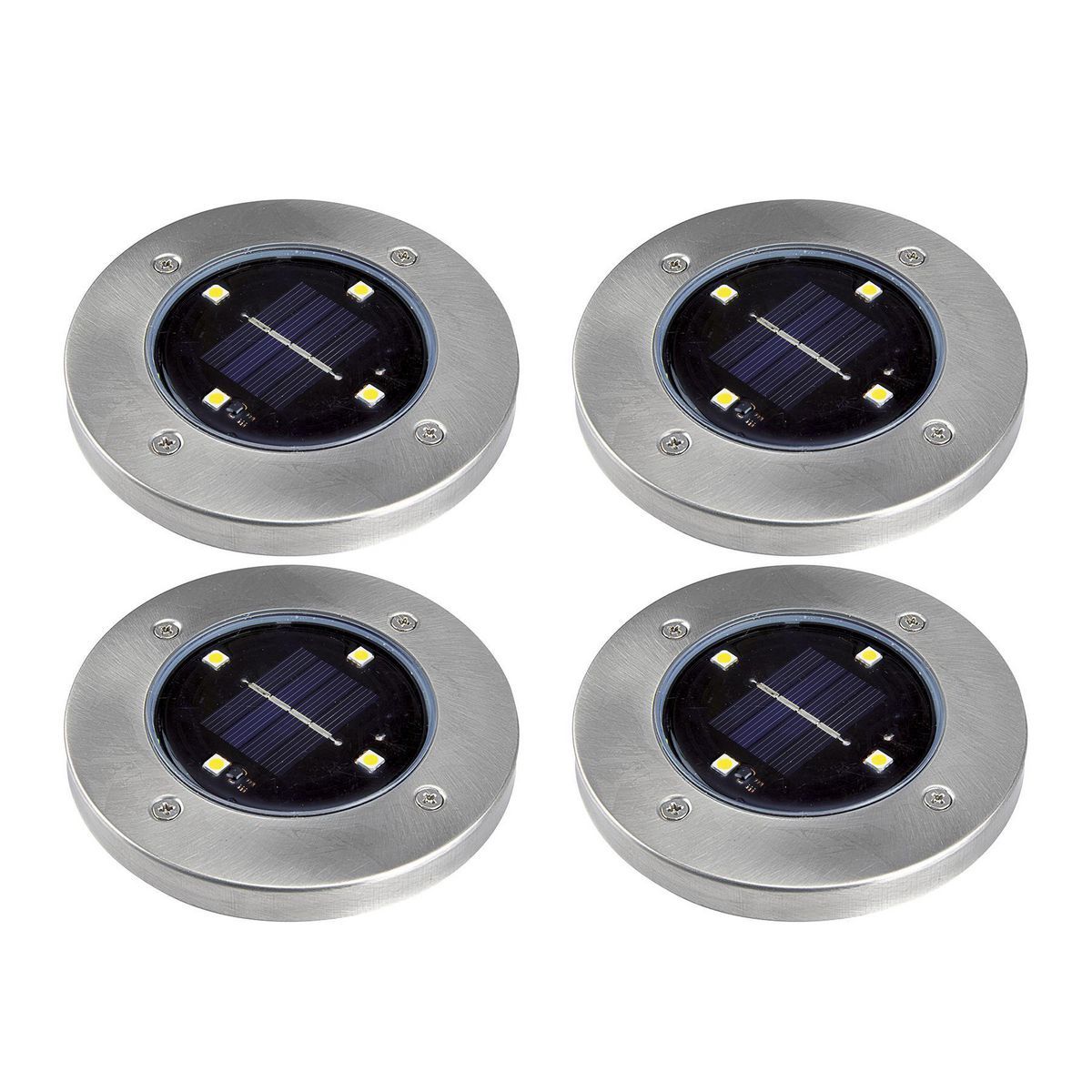 Solar LED In-Ground Disk Lights 4-Pack G992213