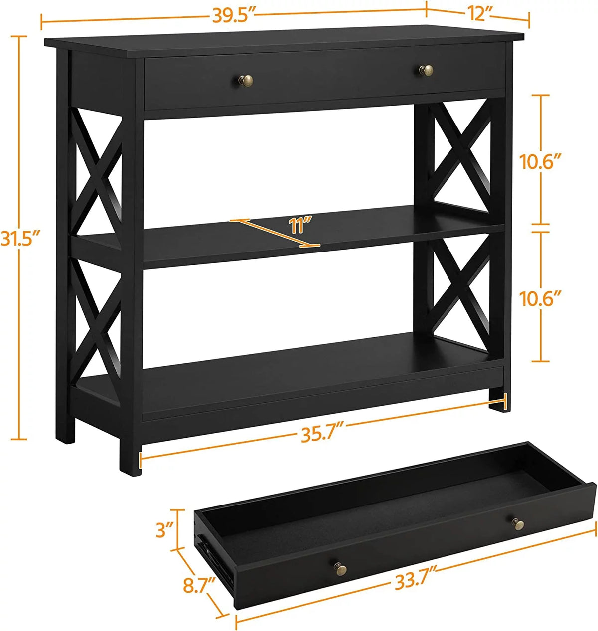 Console Sofa Table with Drawer and 3 Tier Storage Shelves N161191