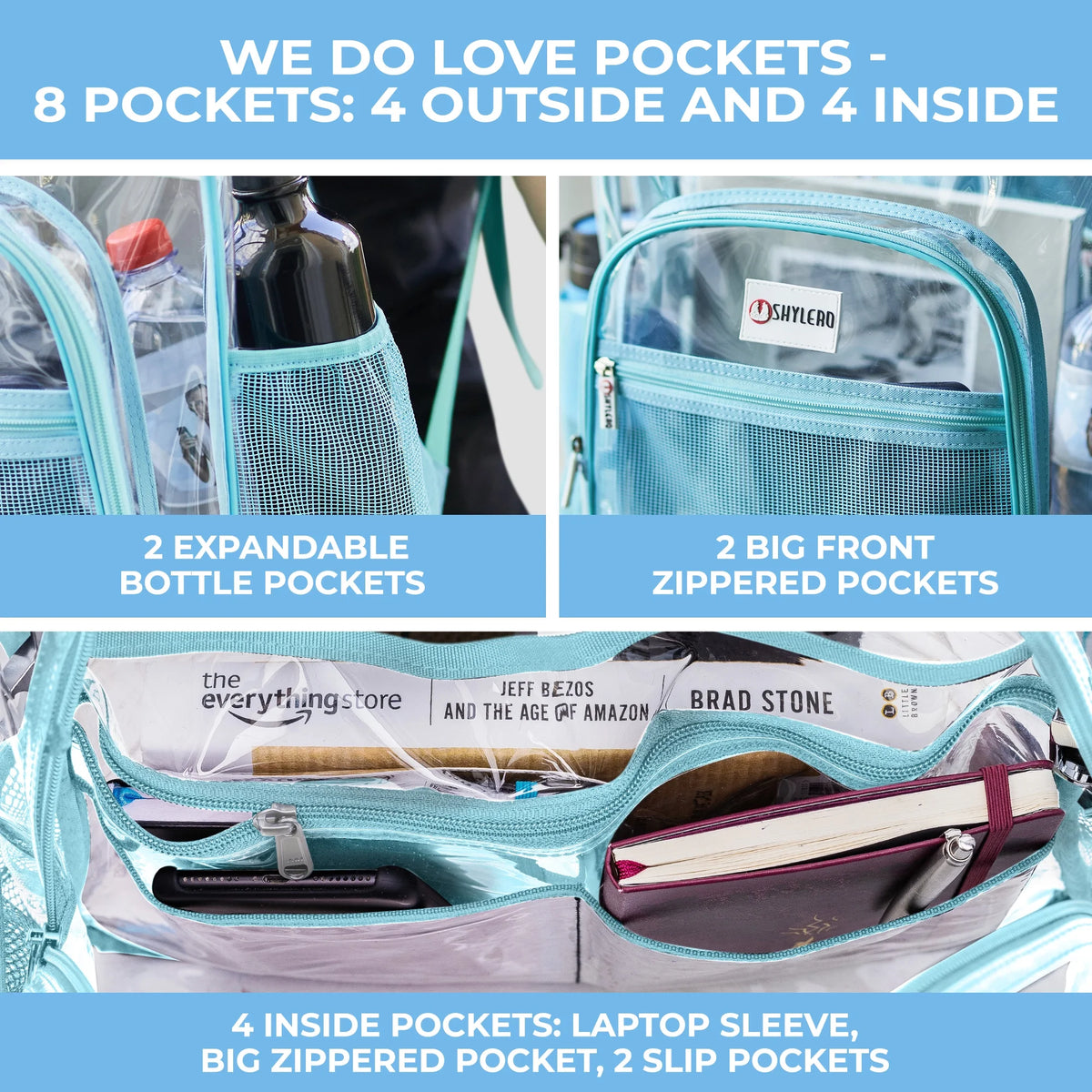 Transparent PVC Clear Backpack XL (32 L) with TSA Lock J522
