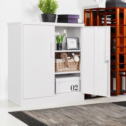 White Metal Storage Cabinet with Lock O111