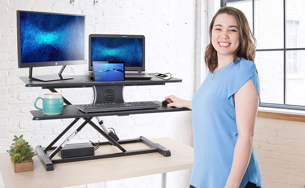 Electric Standing Desk Converter with Wireless Charging J820703