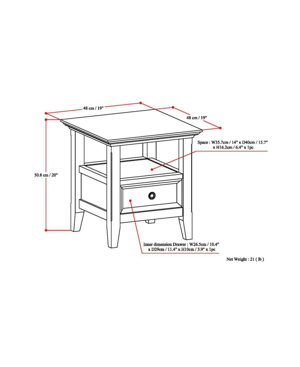 Solid Wood End Table in Black N915652