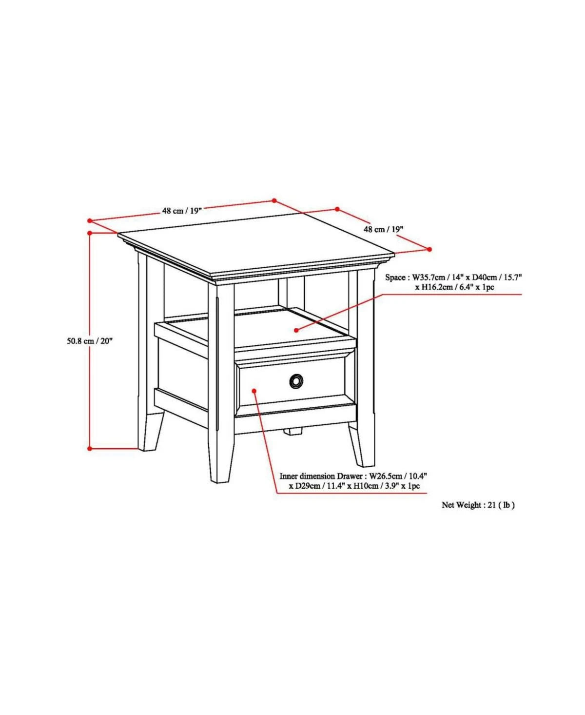 Solid Wood End Table in Black N915652