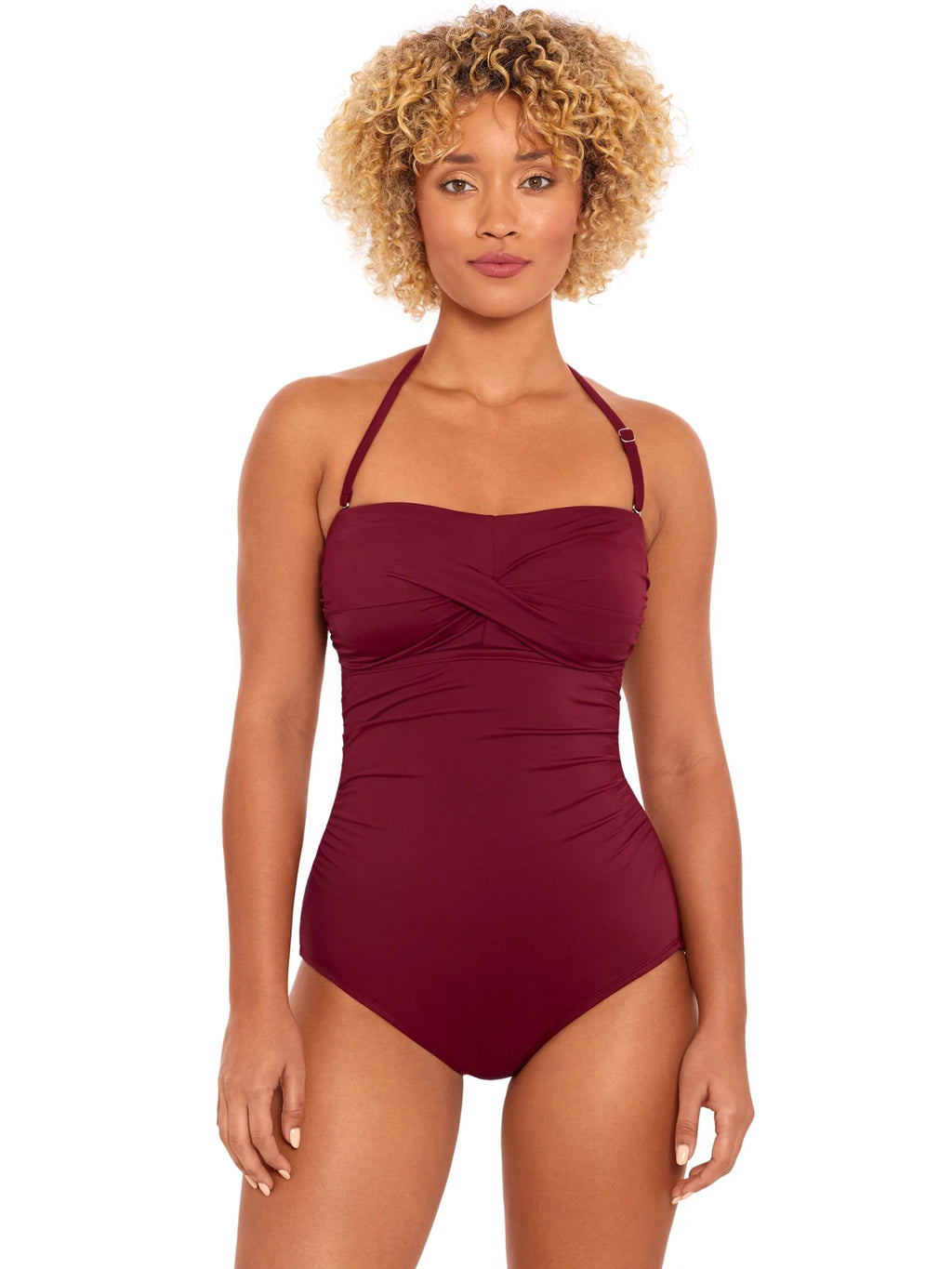 Bandeau Twist Front One Piece Swimsuit M588