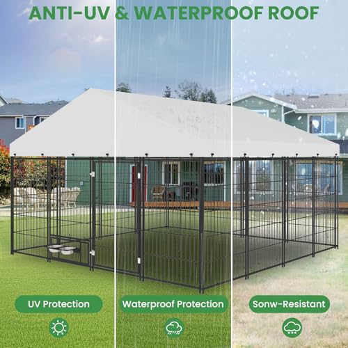 6.6 x 6.6 x 6.4 ft Outdoor Dog Kennel with Roof N372