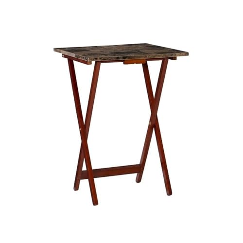 Brown Faux Marble 5 Piece TV Tray Table Set B156