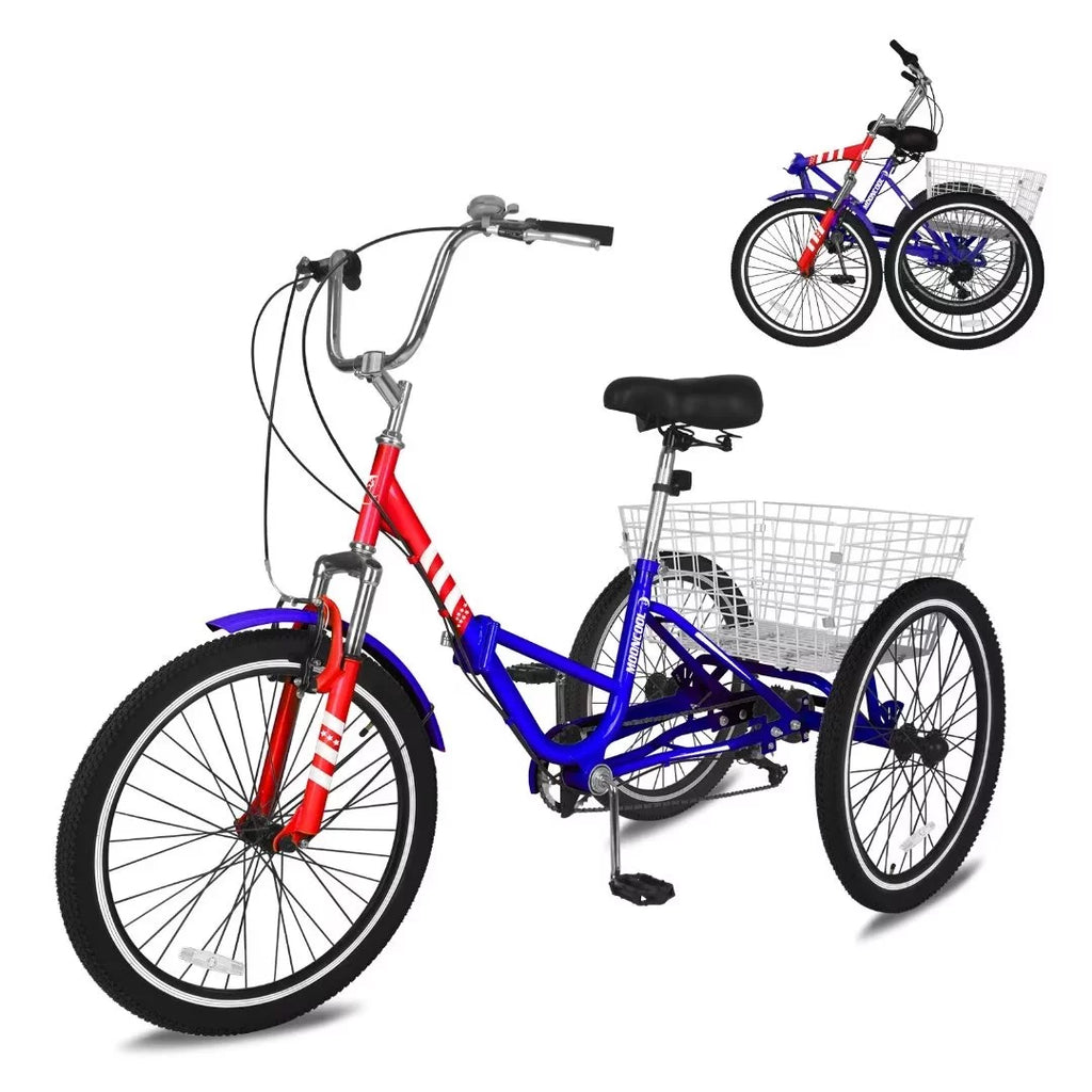 24 Inch 7-Speed 3 Wheels Folding Tricycle N706093